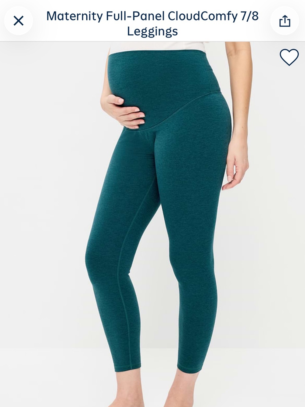 Old Navy Maternity Cloud Comfy 7/8 Leggings in Teal Green Jet Stream Sz M